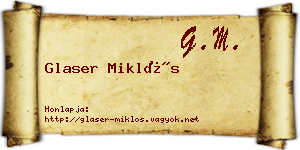 Glaser Miklós névjegykártya