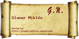Glaser Miklós névjegykártya